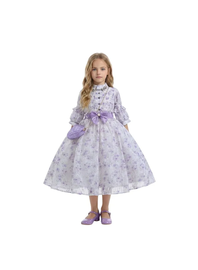 Safa Purple Pearl Dress with Bag